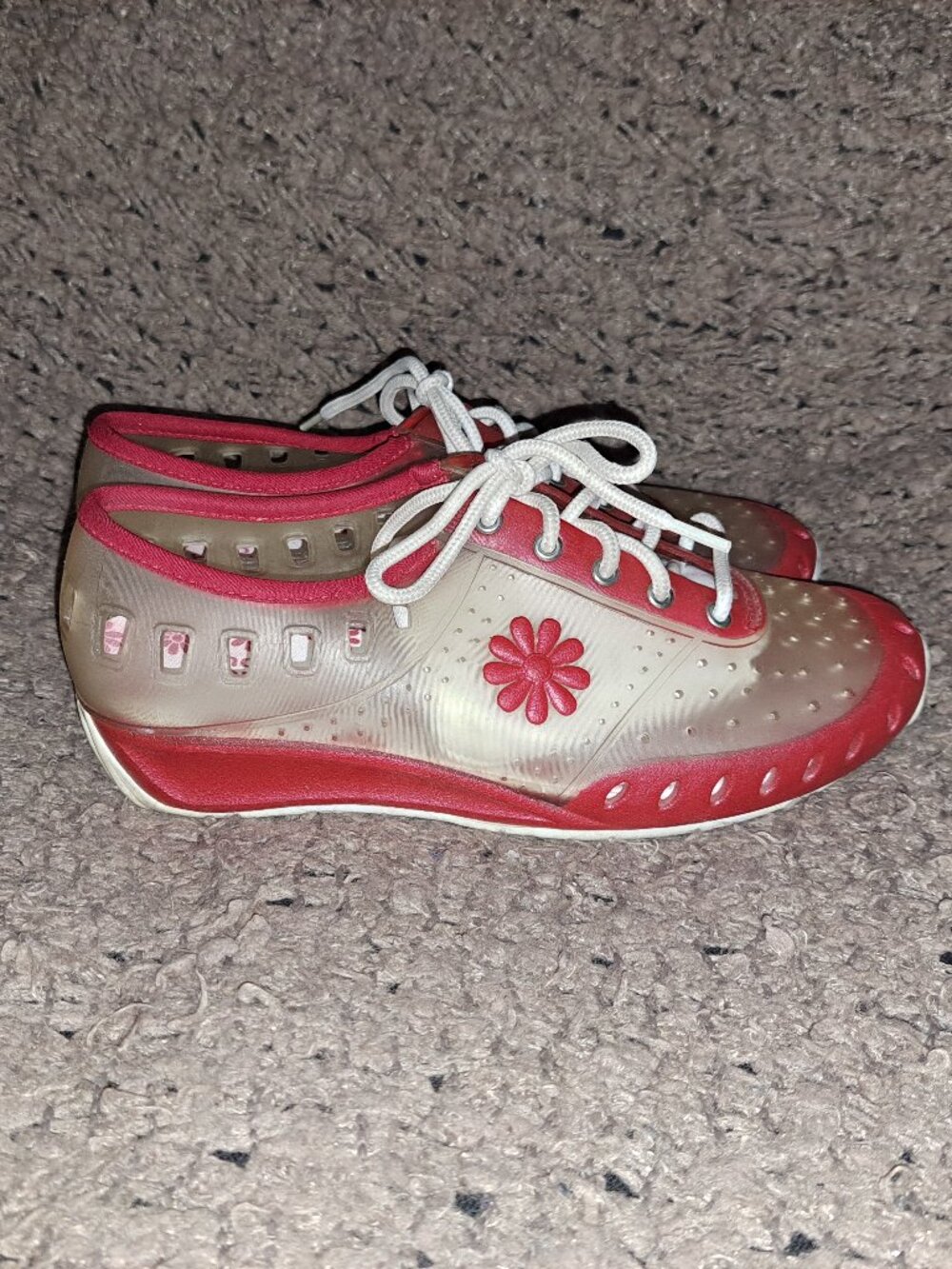 Vintage Y2K NO BOUNDARIES-Tynan Jelly Sneakers-Clear & Red-SZ 7-Excellent - Picture 5 of 8